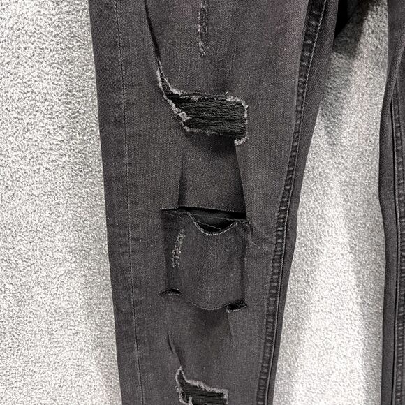 Supredenim Jeans Juniors 8 Black Distressed Skinny ultra Ripped Mid rise - Picture 10 of 15